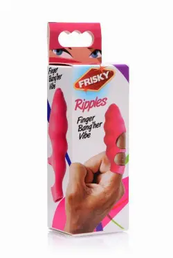 Розовая насадка на палец Finger Bang-her Vibe с вибрацией для вагины