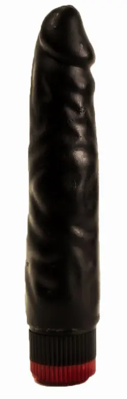 Реалистичный чёрный дилдо с вибрацией - 16,5 см.