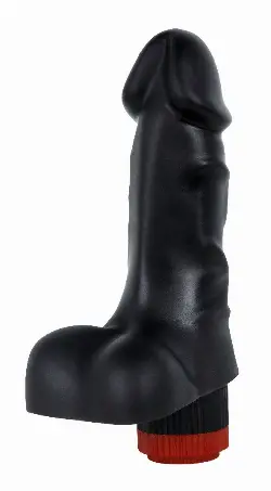 Черный реалистичный вибратор с мошонкой - 16,5 см. для вагины