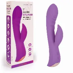 Фиолетовый вибромассажер-кролик 5' Silicone Ripple Passion - 19,1 см.