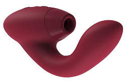 Бордовый стимулятор Womanizer DUO с вагинальным отростком с вибростимуляцией клитора