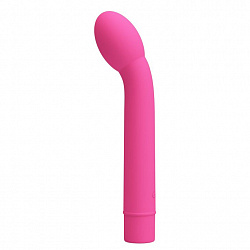 Розовый вибратор с увеличенной головкой Logan - 16,6 см. для вагины