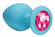 Большая голубая анальная пробка Emotions Cutie Large с розовым кристаллом - 10 см.