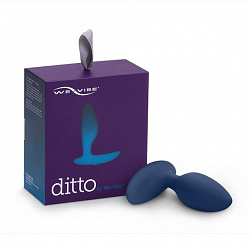 Пульсатор Синяя анальная пробка для ношения Ditto с вибрацией и пультом ДУ - 8,8 см.