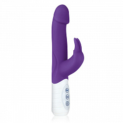 Фиолетовый вибратор с крупной головкой JUMPING BULLETS - 21 см. для вагины