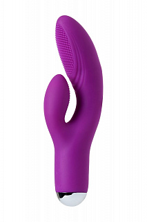 Фиолетовый вибратор с ресничками Anita - 18 см. (система кролик)